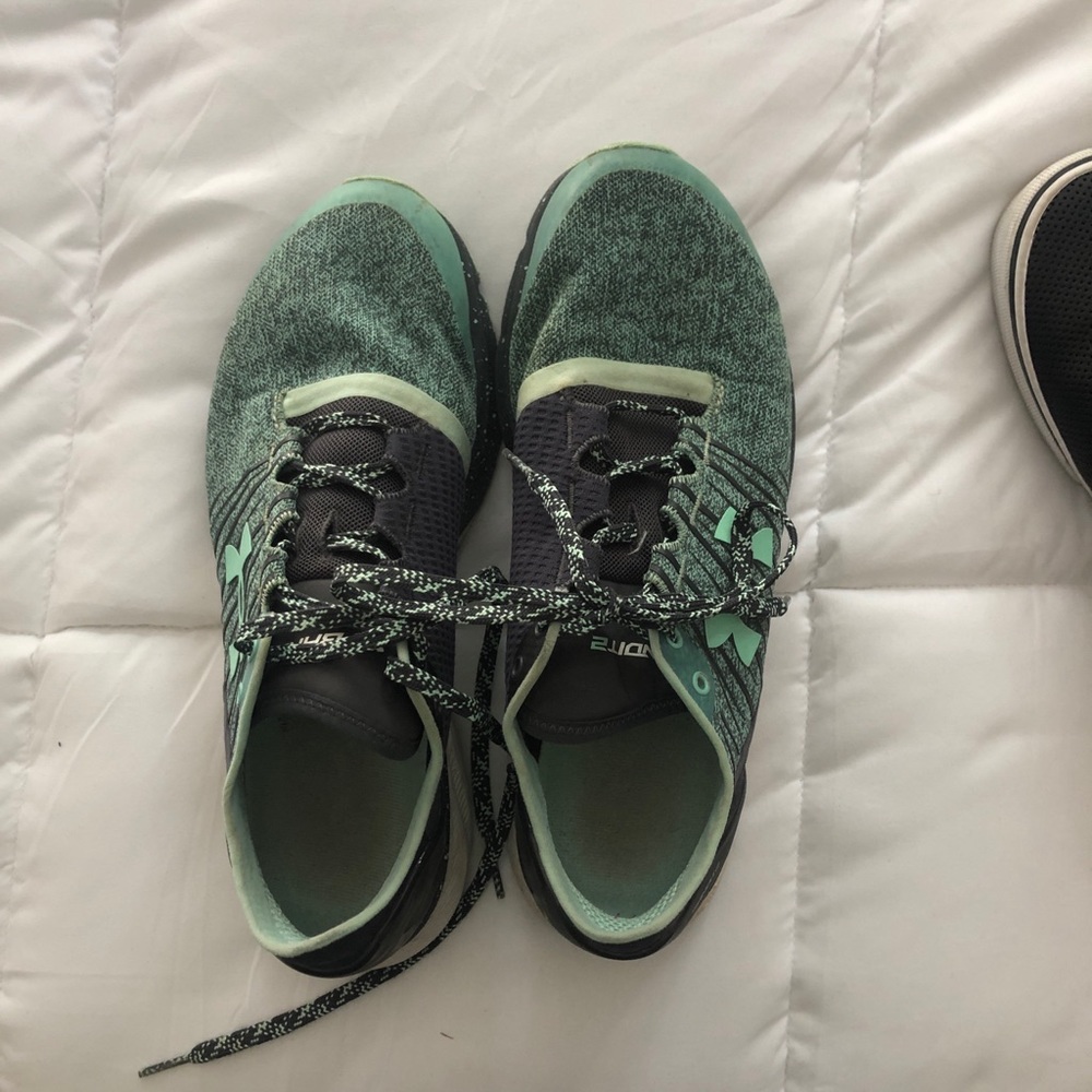 green and gray under armpit sneakers